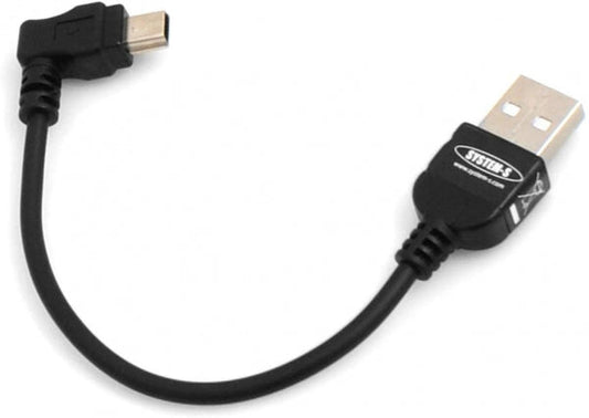SYSTEM-S Mini USB snúra með 90° rétthyrndum tengi, 10 cm