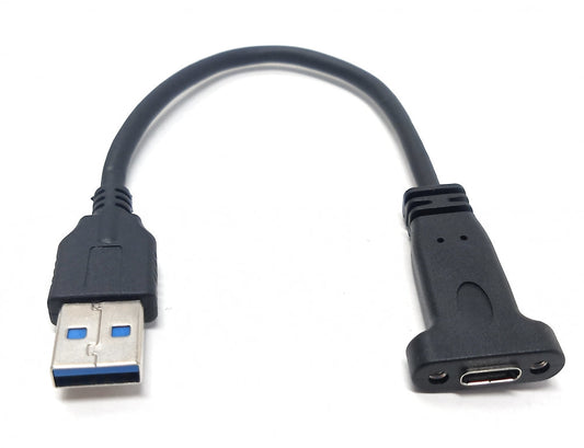 System-S USB Type A 3.0 karlkyns í USB Type C kvenkyns fyrir spjaldsfestingu, 21 cm