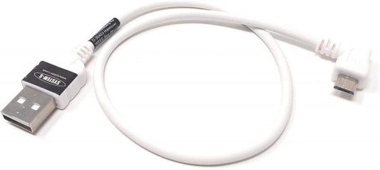 System-S USB A karlkyns í USB 2.0 Micro B karlkyns snúra, vinstri hornrétt, 30 cm