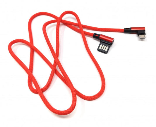 SYSTEM-S Micro USB snúra vinstri halla á snúningshæfan USB tengi Type A 2.0 í rauðum lit, 98 cm