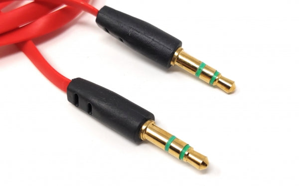 SYSTEM-S 3.5mm jack to 3.5mm jack AUX stereo plug flat cable 200 cm 3-pin red
