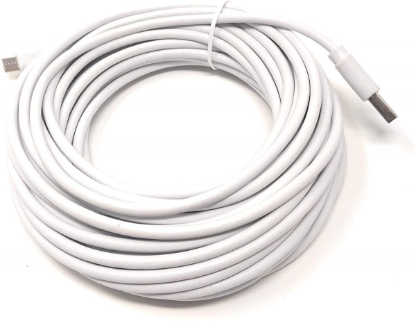 SYSTEM-S USB 2.0 snúra 13 m Micro B tengi í Type A tengi í hvítu