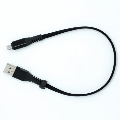 System-S USB A karlkyns í Micro USB karlkyns snúra, flatsnúra, 32 cm, svört