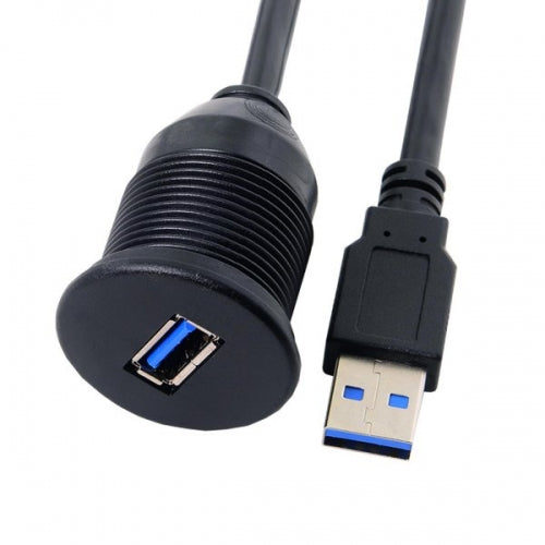 System-S 1m Doppel USB A 3.0. Kabel Verlängerungskabel Einbaubuchse für Unterputz Armaturenbrett