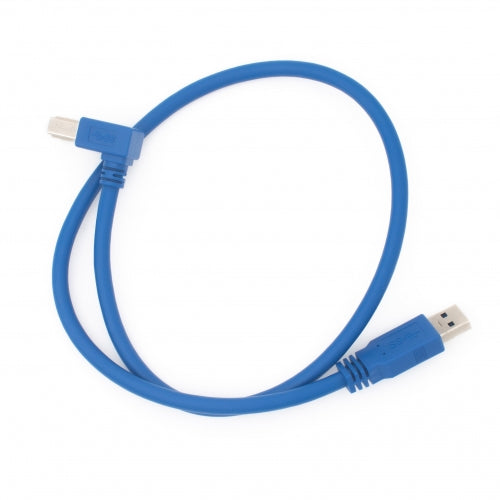 SYSTEM-S USB A 3.0 karlkyns í USB Tegund B 3.0 karlkyns 90° rétthyrndur kapall 50 cm