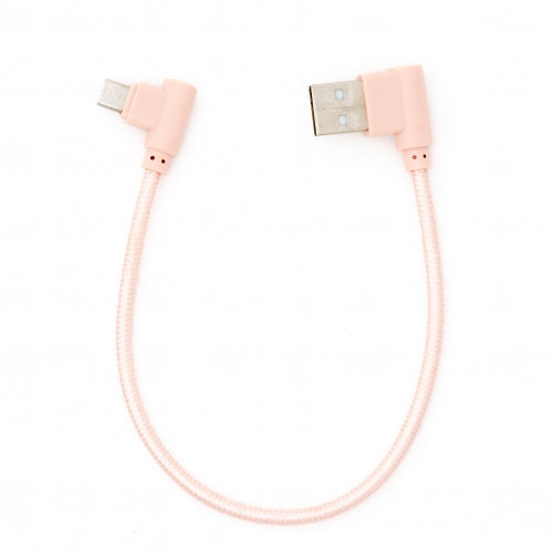 SYSTEM-S Micro USB snúra 90° rétthyrnd við USB 2.0 Tegund A 90° rétthyrnd 20 cm í rósrauð