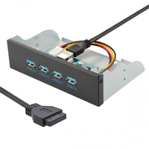 SYSTEM-S USB 3.0 4 porta tengi fyrir móðurborð, 20 pinna millistykki, svart