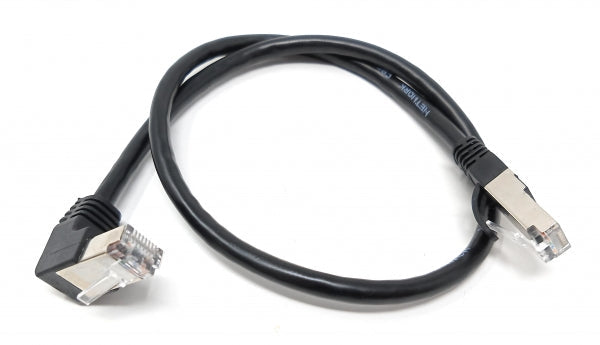 SYSTEM-S LAN snúra 0,5 m RJ45 tengi Ethernet snúra netsnúra vinklaður í svörtu