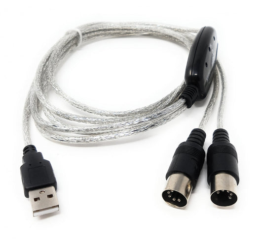 SYSTEM-S MIDI Interface SMA In and Out to USB 2.0 Audio Cable in Gray