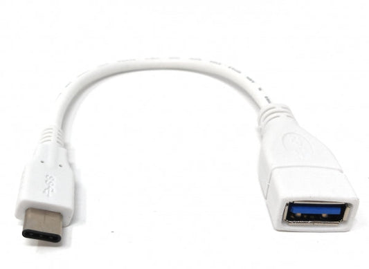 SYSTEM-S USB 3.1 snúra 10 cm Type C karlkyns í 3.0 Type A kvenkyns í hvítu