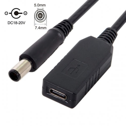 SYSTEM-S USB 3.1 cable 23cm Type C female to DC 20V 7.4 x 5.0 mm male charging cable