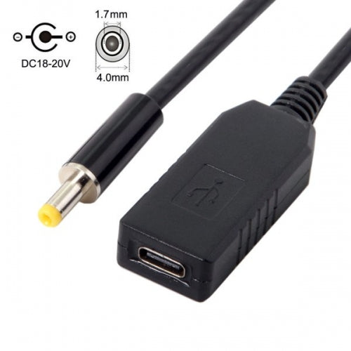SYSTEM-S USB 3.1 cable 23cm Type C plug to DC 20V 4.0 x 1.7 mm socket adapter charging cable