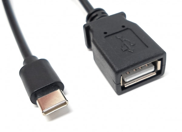 SYSTEM-S USB 3.1 snúra 15 cm Type C karlkyns í 2.0 A kvenkyns í svörtu