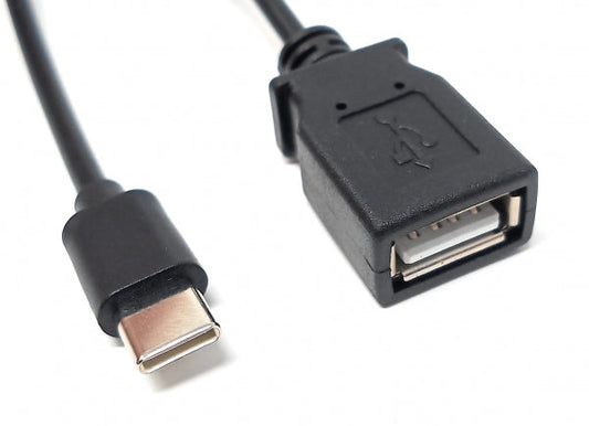 SYSTEM-S USB 3.1 snúra 15 cm Type C karlkyns í 2.0 A kvenkyns í svörtu