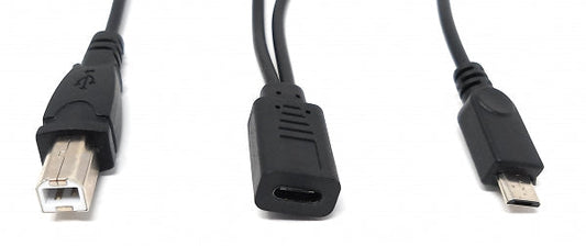 SYSTEM-S USB 3.1 Y cable 25 cm Type C female to 2.0 Type B and Micro B male