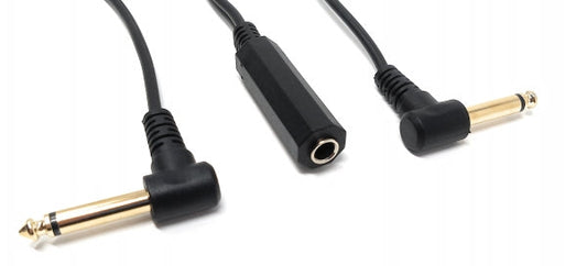 SYSTEM-S Hljóð Y-snúra 22 cm 6,35 mm Steríó 2x Jack karlkyns í kvenkyns millistykki svart