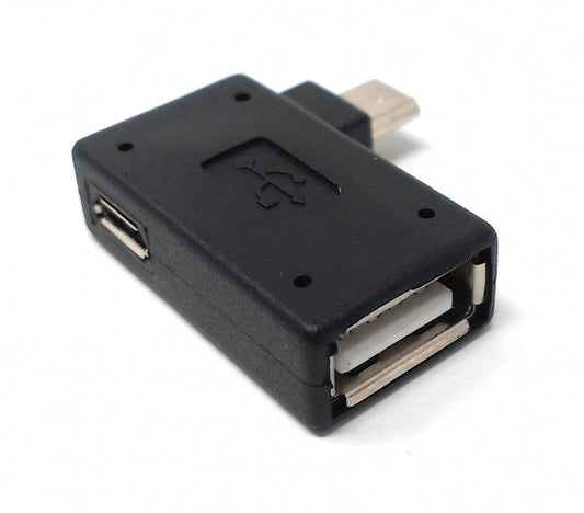 SYSTEM-S Angle Adapter USB to Micro USB OTG On-The-Go Host Cable Flash Drive for Smartphone Tablet (Left)