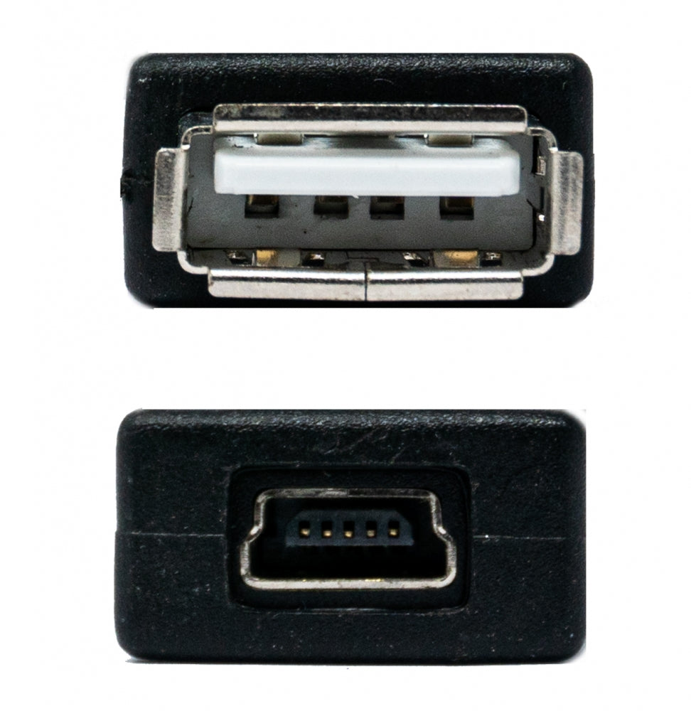 SYSTEM-S USB 2.0 millistykki af gerðinni A kvenkyns í mini B kvenkyns snúra í svörtu