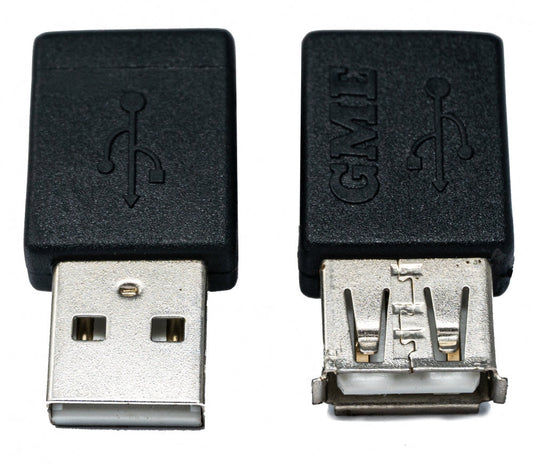System-S USB 2.0 millistykki af gerð A karlkyns í kvenkyns hornsnúra í svörtu