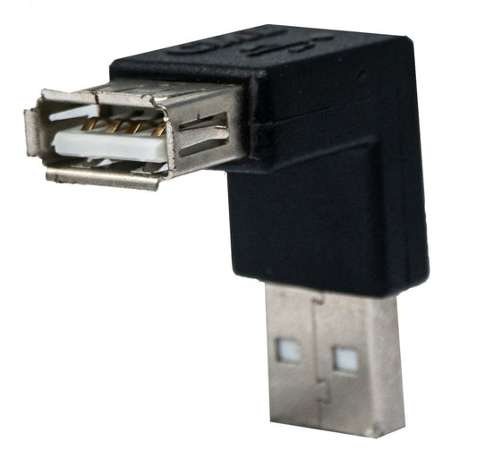 System-S USB 2.0 millistykki af gerð A karlkyns í kvenkyns hornsnúra í svörtu