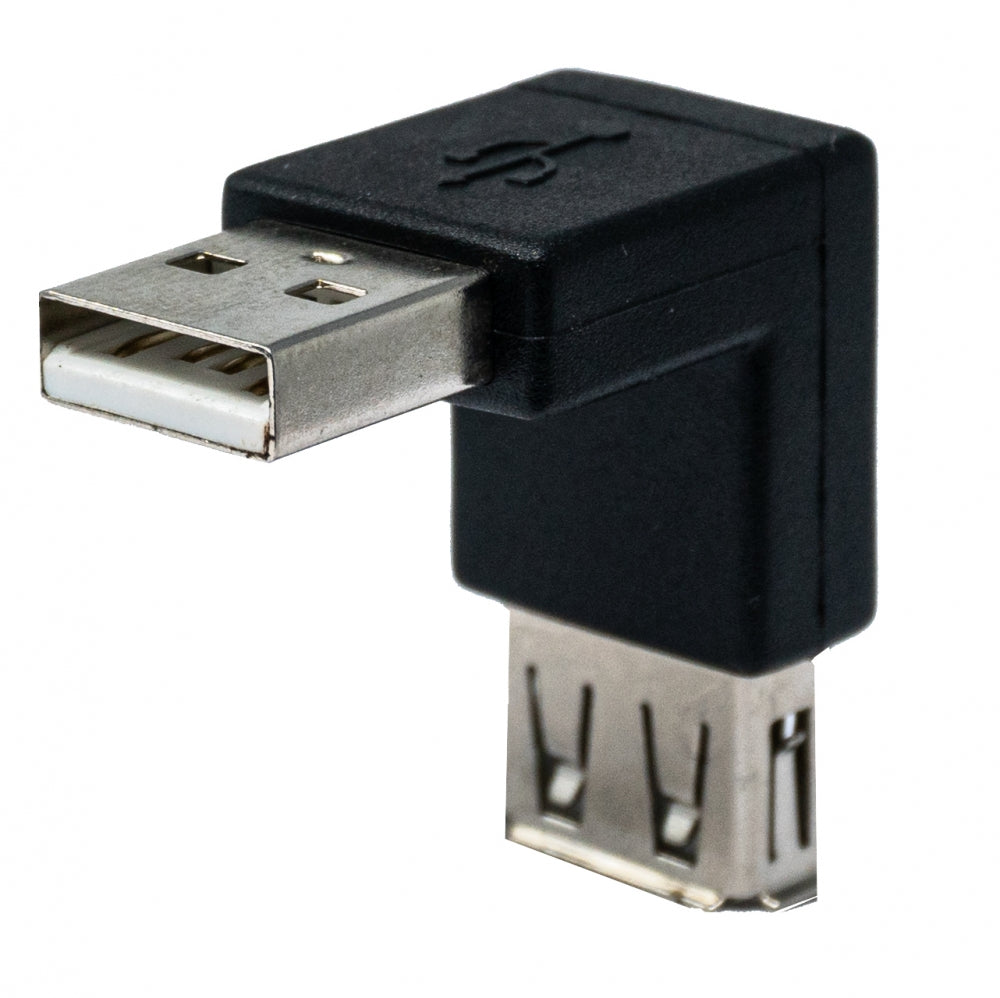 System-S USB 2.0 millistykki af gerð A karlkyns í kvenkyns hornsnúra í svörtu