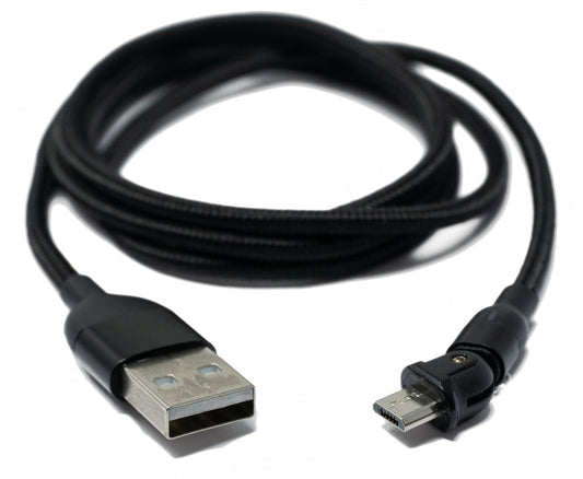 SYSTEM-S USB 2.0 snúra 1 m örtengi í 2.0 A tengil 180° horn í svörtu