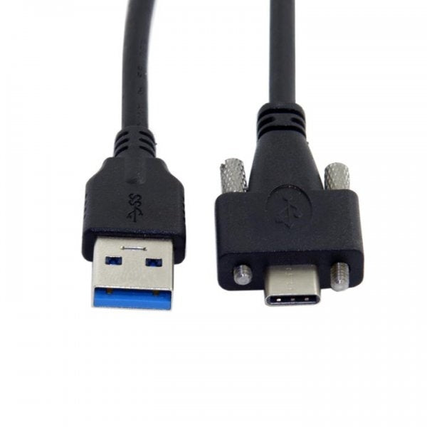 SYSTEM-S USB 3.1 snúra 3 m Type C karlkyns í 3.0 Type A karlkyns skrúfutengi í svörtu