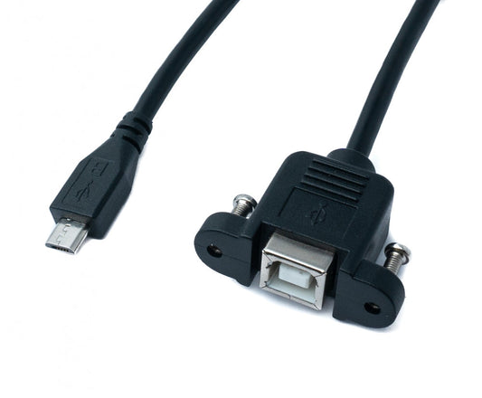 SYSTEM-S USB 2.0 Kabel 30cm Typ B Buchse zu Micro Stecker mit Schraube in Schwarz