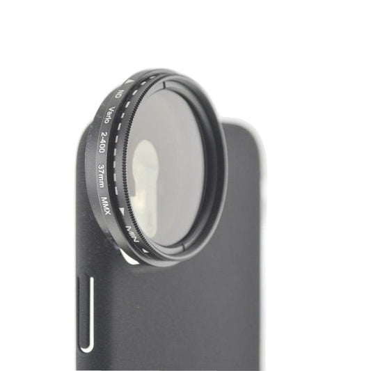 SYSTEM-S ND Vario sía 37 mm hlutlaus þéttleikasía í svörtu með hulstri fyrir iPhone 12 Pro