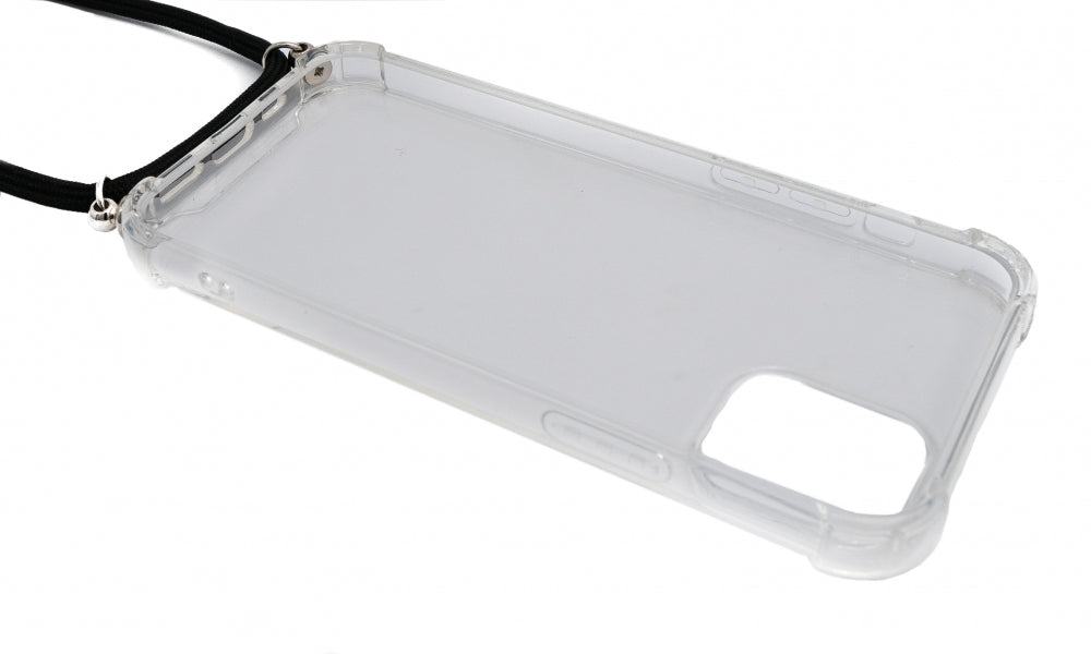 SYSTEM-S case with silicone strap in transparent protective case compatible with iPhone 12
