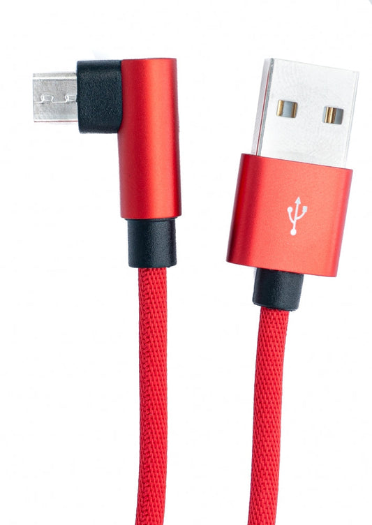 SYSTEM-S USB 2.0 snúra 100 cm Micro-tengi í 2.0 A tengi, fléttuð í rauðu