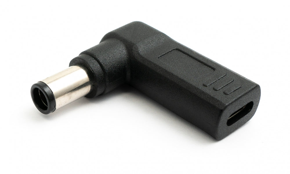 SYSTEM-S USB 3.1 millistykki Tegund C kvenkyns í DC 20V 7,4 x 5,0 mm karlkyns vinklaður kapall, svartur