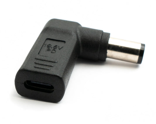 SYSTEM-S USB 3.1 millistykki Tegund C kvenkyns í DC 20V 7,4 x 5,0 mm karlkyns vinklaður kapall, svartur