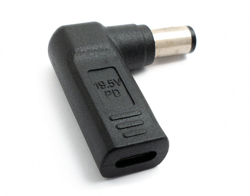 SYSTEM-S USB 3.1 millistykki Tegund C kvenkyns í DC 20V 7,4 x 5,0 mm karlkyns vinklaður kapall, svartur