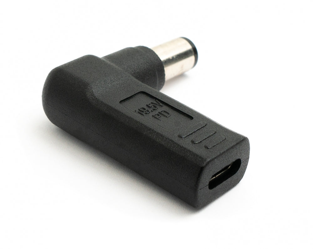 SYSTEM-S USB 3.1 millistykki Tegund C kvenkyns í DC 20V 7,4 x 5,0 mm karlkyns vinklaður kapall, svartur