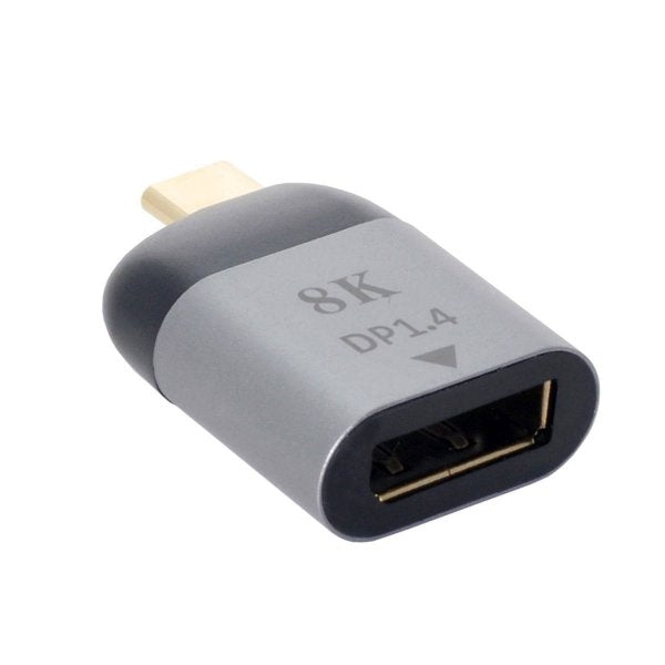 SYSTEM-S DisplayPort 1.4 millistykki kvenkyns í USB 3.1 Type C karlkyns snúra í gráu