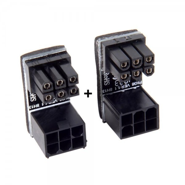 2x ATX adapter 6-pin female to male angle cable for mainboard