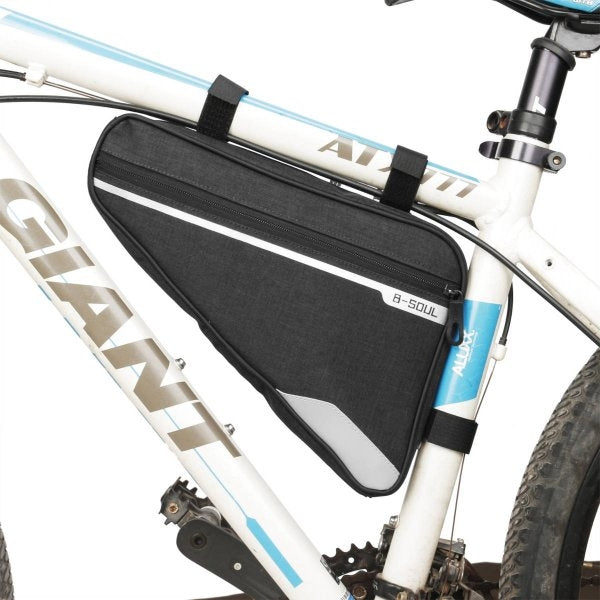 SYSTEM-S Fahrrad Tasche Befestigung spritzwasserfest in Schwarz Dreiecktasche Rahmentasche Triangeltasche