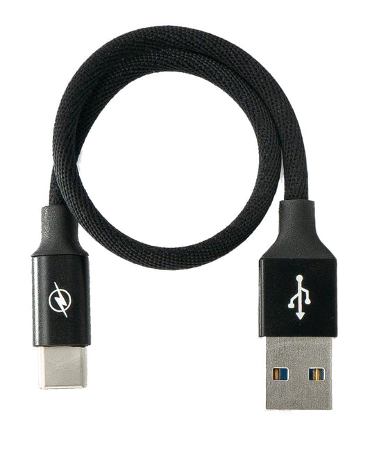 SYSTEM-S USB 3.1 snúra 25cm Type C karlkyns í 30 Type A karlkyns fléttað millistykki svart