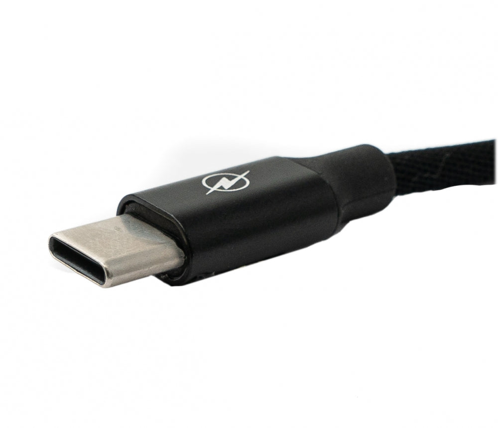 SYSTEM-S USB 3.1 snúra 25cm Type C karlkyns í 30 Type A karlkyns fléttað millistykki svart