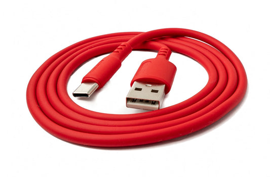 SYSTEM-S USB 3.1 cable 1 m Type C plug to 2.0 Type A plug made of silicone in red