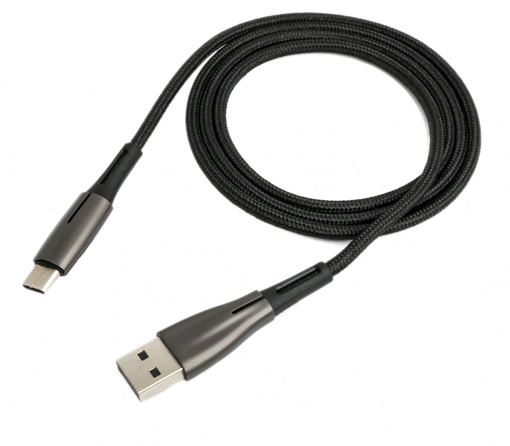 SYSTEM-S USB 3.1 Kabel 1m Typ C Stecker zu 2.0 Typ A Stecker geflochten Legierung Schwarz