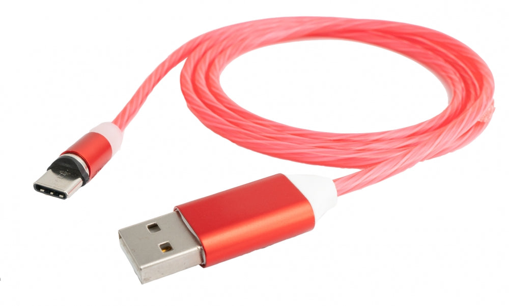 SYSTEM-S USB 3.1 ljósleiðarakapall 1m Type C tengi í 2.0 Type A tengi skiptanlegur rauður