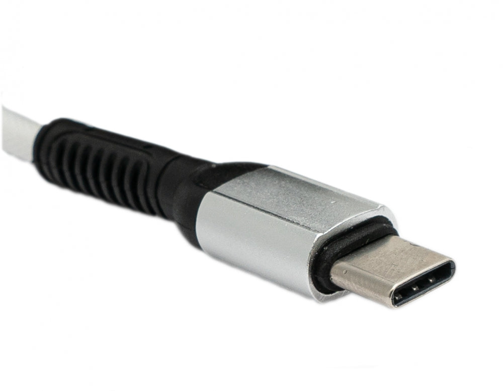 SYSTEM-S USB 3.1 2 í 1 snúra 1m Type C karlkyns í Type C karlkyns og 2.0 Type A fléttuð hvít
