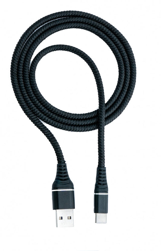SYSTEM-S USB 3.1 snúra 1 m Tegund C karlkyns í 3.0 Tegund A karlkyns fléttað svart