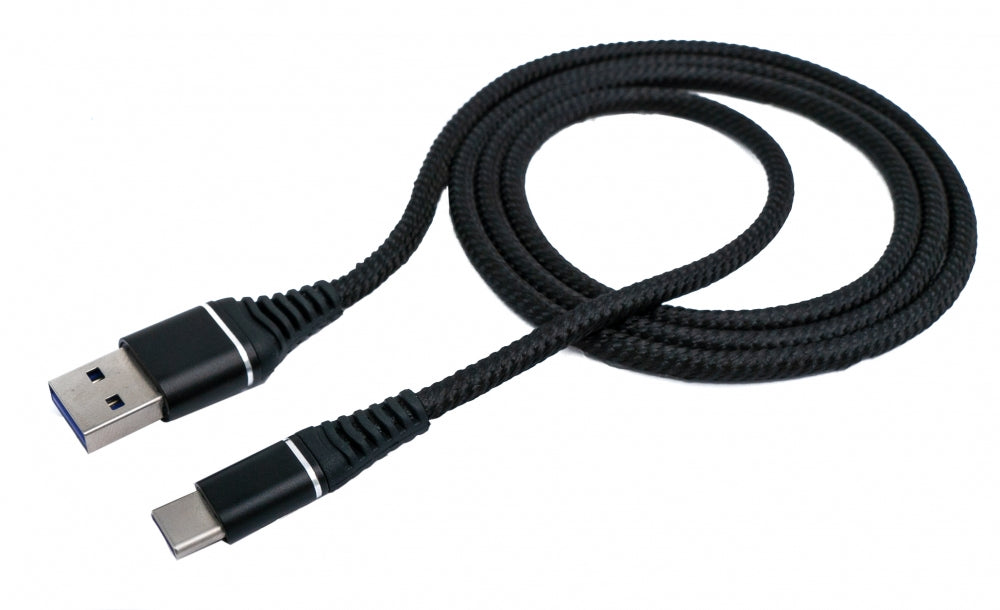SYSTEM-S USB 3.1 snúra 1 m Tegund C karlkyns í 3.0 Tegund A karlkyns fléttað svart