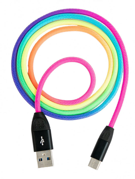SYSTEM-S USB 3.1 snúra 1m Type C tengi í 3.0 Type A tengi, fléttuð í lit.