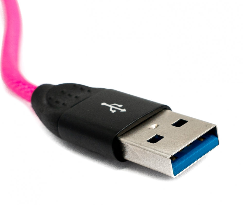SYSTEM-S USB 3.1 snúra 1m Type C tengi í 3.0 Type A tengi, fléttuð í lit.