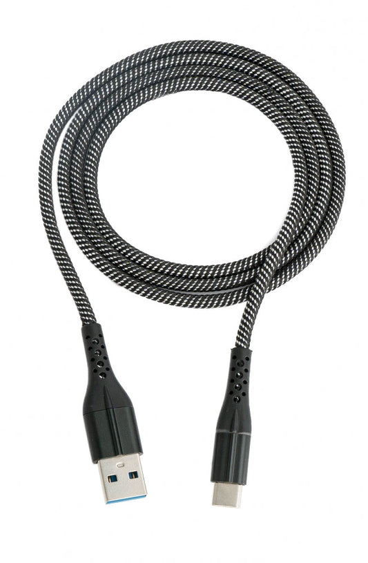 SYSTEM-S USB 3.1 cable 1 m Type C male to 3.0 Type A male braided Black