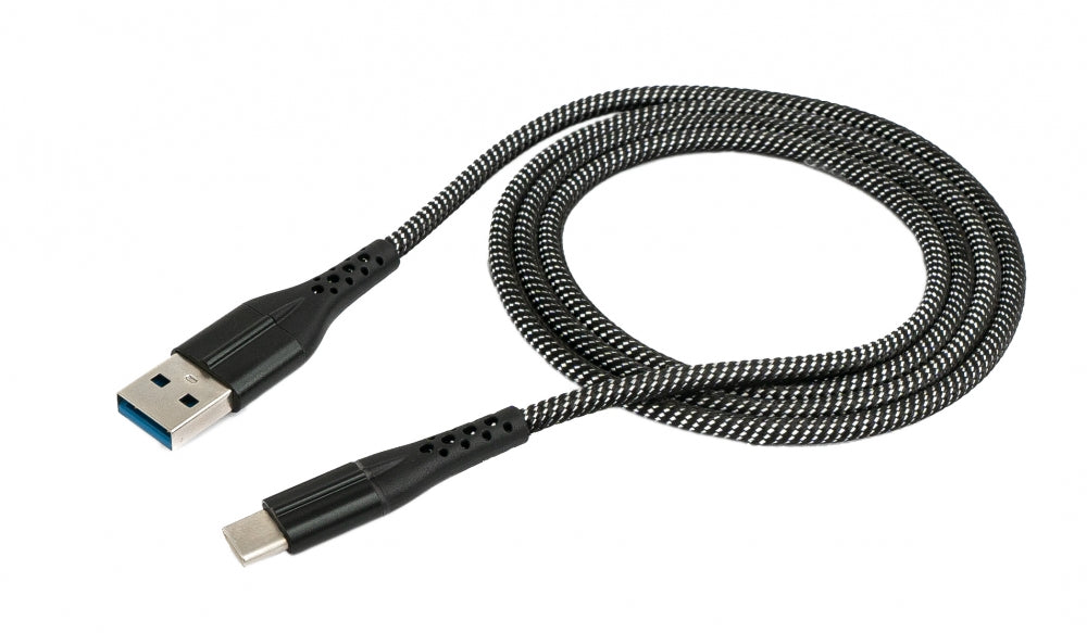 SYSTEM-S USB 3.1 snúra 1 m Tegund C karlkyns í 3.0 Tegund A karlkyns fléttað svart